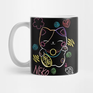 Neon Neko (3) - Cute neon light Japanese beckoning cats to bring you good luck Mug